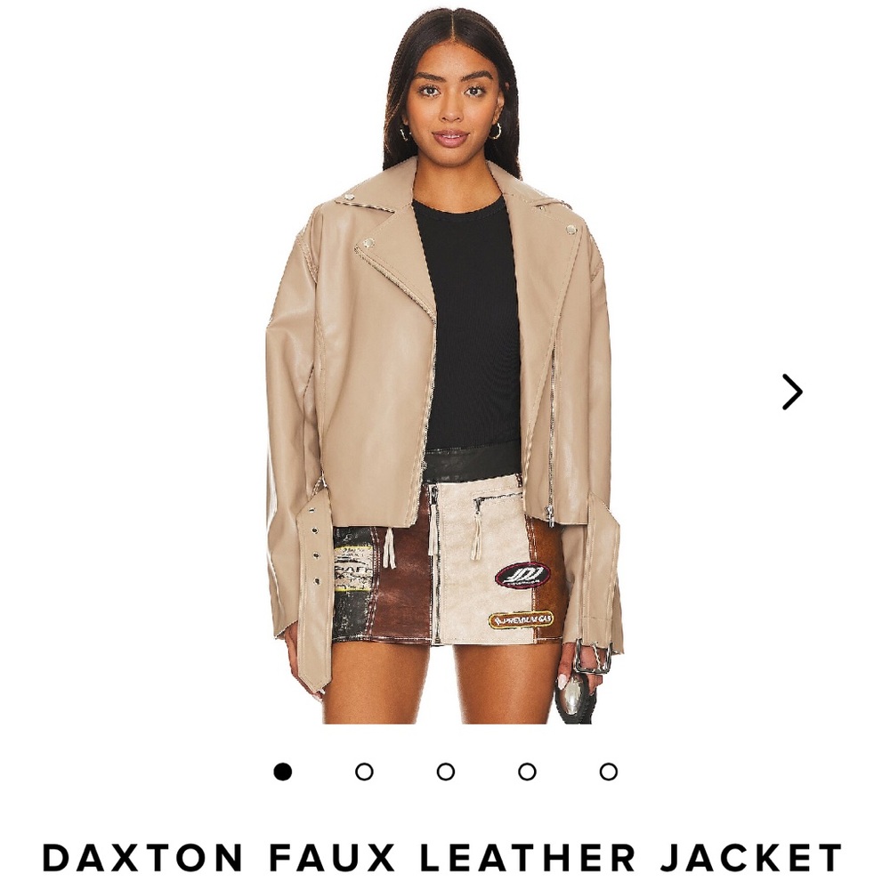 Lovers + Friends Tan Leather Jacket Classic Moto Style